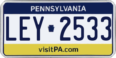 PA license plate LEY2533