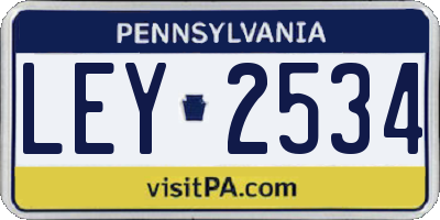 PA license plate LEY2534