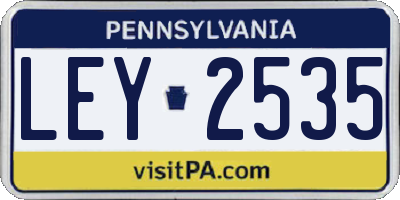 PA license plate LEY2535