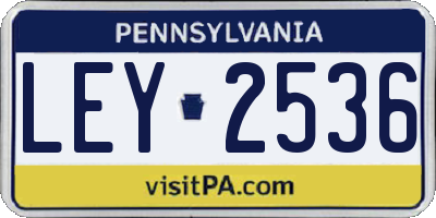 PA license plate LEY2536