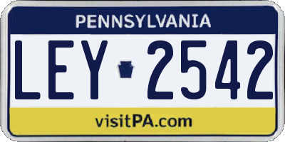 PA license plate LEY2542