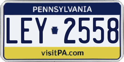 PA license plate LEY2558