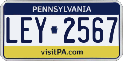 PA license plate LEY2567