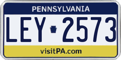 PA license plate LEY2573