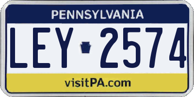 PA license plate LEY2574