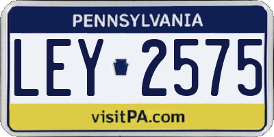 PA license plate LEY2575
