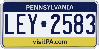 PA license plate LEY2583