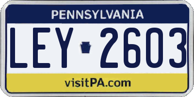 PA license plate LEY2603