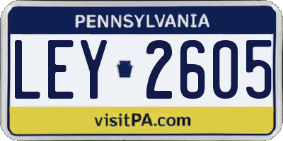 PA license plate LEY2605