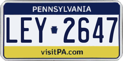 PA license plate LEY2647