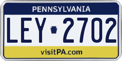 PA license plate LEY2702