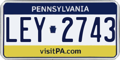 PA license plate LEY2743