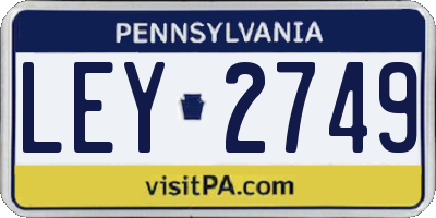 PA license plate LEY2749