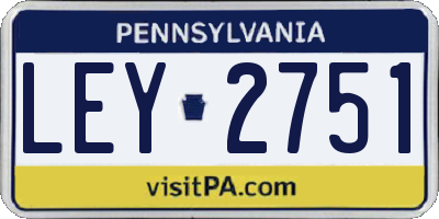 PA license plate LEY2751