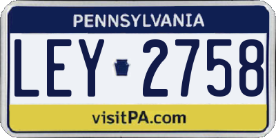 PA license plate LEY2758