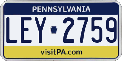 PA license plate LEY2759