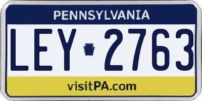 PA license plate LEY2763