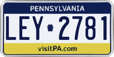 PA license plate LEY2781