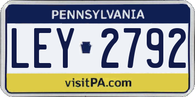 PA license plate LEY2792