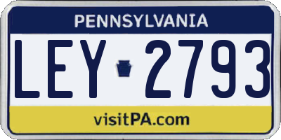 PA license plate LEY2793