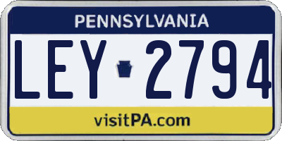 PA license plate LEY2794