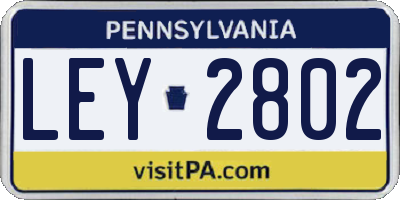 PA license plate LEY2802