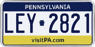 PA license plate LEY2821