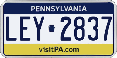 PA license plate LEY2837