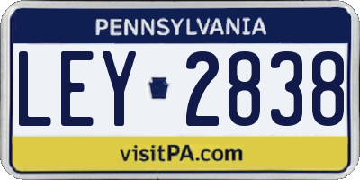 PA license plate LEY2838