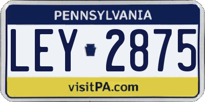 PA license plate LEY2875