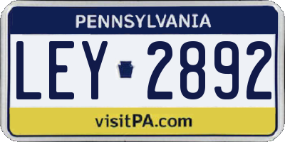 PA license plate LEY2892
