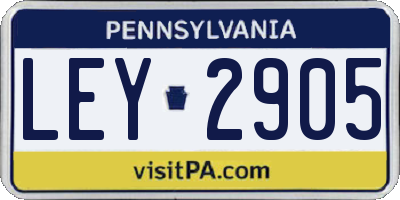 PA license plate LEY2905