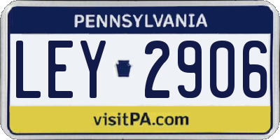 PA license plate LEY2906