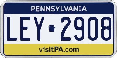 PA license plate LEY2908
