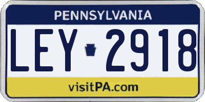 PA license plate LEY2918