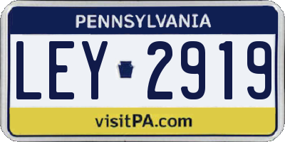 PA license plate LEY2919