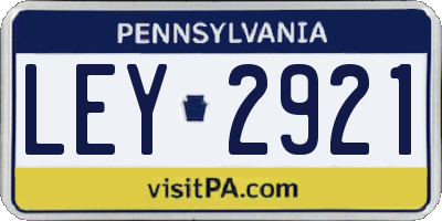 PA license plate LEY2921