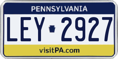 PA license plate LEY2927