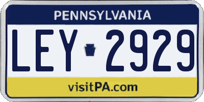 PA license plate LEY2929