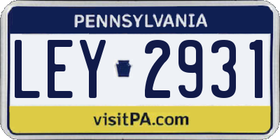 PA license plate LEY2931