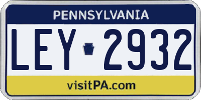 PA license plate LEY2932