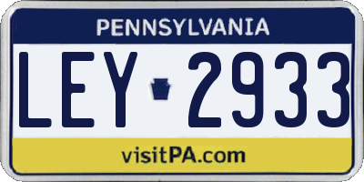 PA license plate LEY2933
