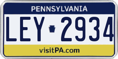 PA license plate LEY2934