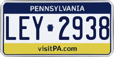 PA license plate LEY2938