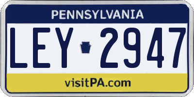PA license plate LEY2947