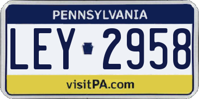PA license plate LEY2958