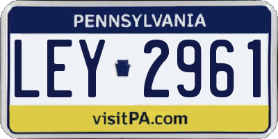 PA license plate LEY2961