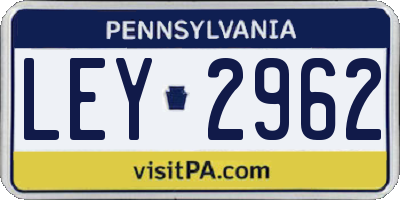 PA license plate LEY2962