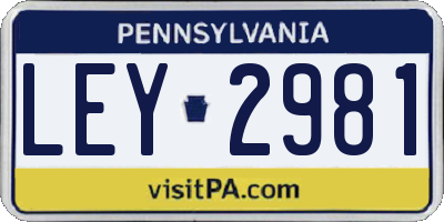 PA license plate LEY2981