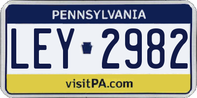PA license plate LEY2982